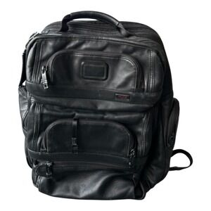 TUMI Backpack Alpha 2 T-Pass Black Leather Carry On Business Travel Bag